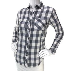 Ralph Lauren Denim & Supply Women Size XS RL Boyfriend Top Button Up Black Check